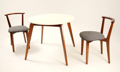 Обеденная группа ZiP-mebel Стол Arki К 90 орех/слоновая кость со стульями Франк ПМ орех/графит рогожка арт. F004092WUSX2R101712W08