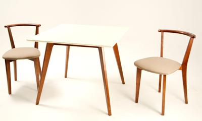 Обеденная группа ZiP-mebel Стол Arki М 90 орех/слоновая кость со стульями Франк ПМ орех/бежевая рогожка арт. F404099WUSX2R101712W32