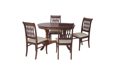 Обеденная группа ZiP-mebel Обеденная группа стол Бизе со стульями Рич,орех, ромб бежевый арт. F212021W00X4R001402W12