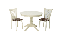 Обеденная группа ZiP-mebel Обеденная группа Брамос К 100 слоновая кость со стульями Миранда слоновая кость ромб коричневый арт. F001001S00X2R001443S14