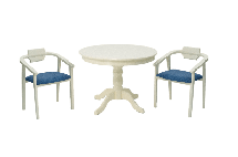 Обеденная группа ZiP-mebel Обеденная группа Брамос К 100 слоновая кость со стульями Челси слоновая кость синий арт. F001001S00X2Z011849S03