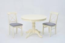 Обеденная группа ZiP-mebel Обеденная группа Брамос К 100 слоновая кость со стульями Ингольф слоновая кость рогожка серый арт. F001001S00X2R101753S01