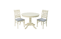 Обеденная группа ZiP-mebel Обеденная группа Брамос К 100 слоновая кость со стульями Рич слоновая кость серый арт. F001001S00X2R001400S01