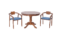 Обеденная группа ZiP-mebel Обеденная группа Брамос К 100 орех со стульями Челси орех синий арт. F001002W00X2Z011847W03