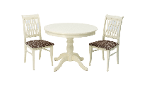 Обеденная группа ZiP-mebel Обеденная группа Брамос К 100 слоновая кость со стульями Рич слоновая кость ромб коричневый арт. F001001S00X2R001405S14