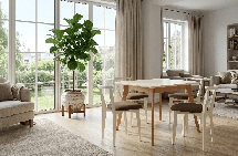 Обеденная группа ZiP-mebel Стол Сканди М 100 натур/слоновая кость со стульями Франк слоновая кость велюр коричневый арт. F404111NUSX2R101709S04