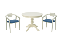 Обеденная группа ZiP-mebel Обеденная группа Брамос К 100 слоновая кость со стульями Челси слоновая кость синий арт. F001001S00X2Z011849S03