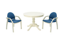 Обеденная группа ZiP-mebel Обеденная группа Брамос К 100 слоновая кость со стульями Джуно слоновая кость синий арт. F001001S00X2Z112805S03