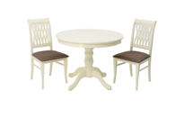 Обеденная группа ZiP-mebel Обеденная группа Брамос К 100 слоновая кость со стульями Рич слоновая кость ромб коричневый арт. F001001S00X2R001405S14