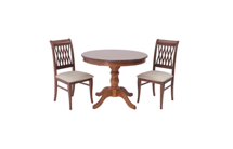 Обеденная группа ZiP-mebel Обеденная группа Брамос К 100 орех со стульями Рич орех ромб бежевый арт. F001002W00X2R001402W12