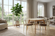 Обеденная группа ZiP-mebel Стол Сканди М 100 натур/слоновая кость со стульями Франк слоновая кость велюр коричневый арт. F404111NUSX2R101709S04