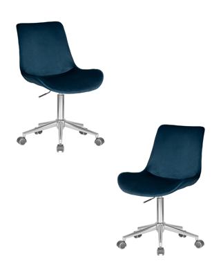 Офисное кресло DOBRIN Набор 2 шт Кресло офисное DOBRIN DORA, синий велюр (1922-20), хромированная сталь арт. LM-9518-N_CH-M_V-1922-20
