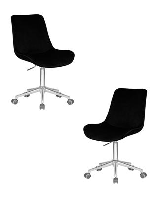 Офисное кресло DOBRIN Набор 2 шт Кресло офисное DOBRIN DORA, чёрный велюр (1922-21), хромированная сталь арт. LM-9518-N_CH-M_V-1922-21