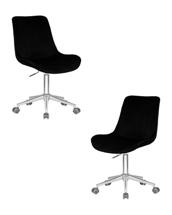Офисное кресло DOBRIN Набор 2 шт Кресло офисное DOBRIN DORA, чёрный велюр (1922-21), хромированная сталь арт. LM-9518-N_CH-M_V-1922-21