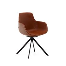 Офисное кресло La Forma (ех Julia Grup) Поворотное рабочее кресло Tissiana из искусственной коричневой кожи и матового черного алюминия арт. 175094