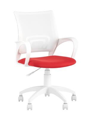 Офисное кресло Stool Group Кресло офисное Topchairs ST-BASIC-W спинка белая сетка сиденье красная ткань крестовина белый пластик арт. УТ000036063