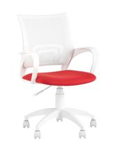 Офисное кресло Stool Group Кресло офисное Topchairs ST-BASIC-W спинка белая сетка сиденье красная ткань крестовина белый пластик арт. УТ000036063