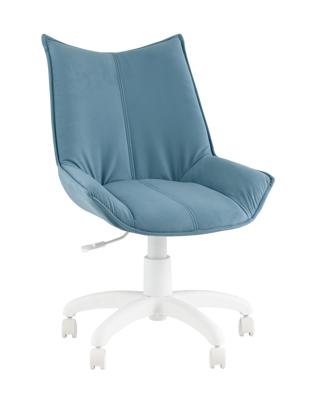 Офисное кресло TopChairs Кресло офисное Осло велюр пыльно-синий, пластик белый арт. УТ000043350