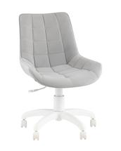 Офисное кресло TopChairs Кресло офисное Флекс велюр светло-серый, пластик белый арт. УТ000043342