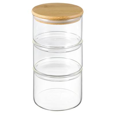 Остальные предметы ЯЯЯ Набор из 3 банок для хранения eco store с крышками из бамбука арт. SFE-SS-SJ-GLS-BM-Set3