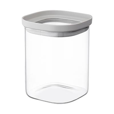 Остальные предметы ЯЯЯ Банка для хранения квадратная vacuum glass, 1 л, светло-серая арт. SS0000233