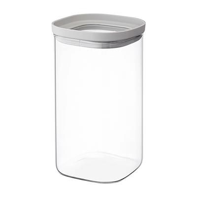 Остальные предметы ЯЯЯ Банка для хранения квадратная vacuum glass, 1,5 л, светло-серая арт. SS0000234