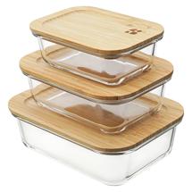 Остальные предметы ЯЯЯ Набор контейнеров для запекания и хранения прямоугольных eco store с крышками из бамбука, 3 шт. арт. SFE-SS-CN-GLS-BM-RC1.05