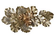 Панно Garda Decor 37SM-1469 Декор настенный "Листья" золотой 136,5*69,5*12,5см арт. 37SM-1469