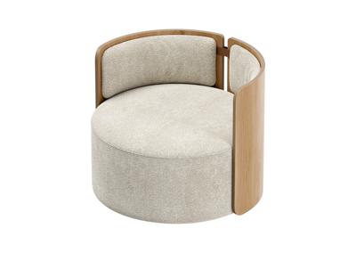 Стол письменный Ellipsefurniture Кресло крутящееся Lagom 800 (молочный букле, натуральный дуб) арт. LG01311500204