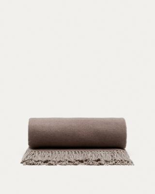 Плед La Forma (ех Julia Grup) Двухсторонний плед Daiara из смеси коричневого шерстяного меланжа и бежевого цвета, 170 x 130 см арт. 210824