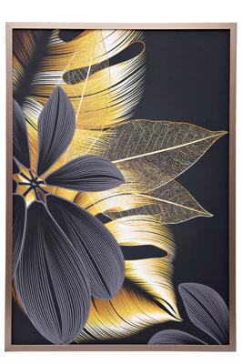 Подарок Garda Decor 89VOR-GOLDEN LEAVES-4 Холст "Золотые листья-4" 100х70 см, багет( латунь),поталь арт. 89VOR-GOLDEN LEAVES-4