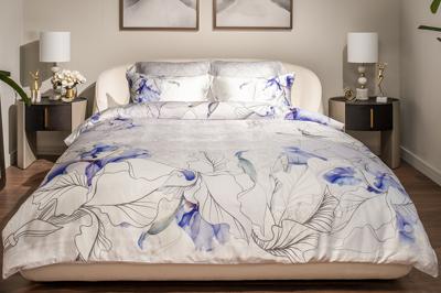 Подарок Garda Decor 180JOD-18030 Комплект постельного белья Ирисы, тенсель (145*210-2шт, 50*70-2шт) арт. 180JOD-18030