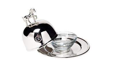 Подарок Garda Decor 95IM-1330 Масленка порционная "Лошадь (Horse)" латунь цвет хром d11*6см арт. 95IM-1330