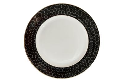 Подарок Garda Decor 26FC-TAR-HONEYCOMB-26 Тарелка обеденная "Пчёлки (Honeycomb)" чёрно-золотая деколь 26см (2) арт. 26FC-TAR-HONEYCOMB-26