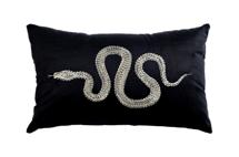 Подарок Garda Decor 70SW-19590 Подушка с вышивкой "Змейка" черная 30*50см арт. 70SW-19590