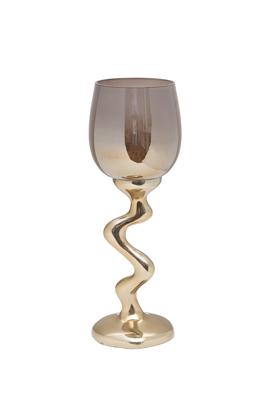 Подсвечник Garda Decor 69-22686 Подсвечник "Поток (Flow)" стекло/метал.золото 12,5*12,5*35см арт. 69-22686