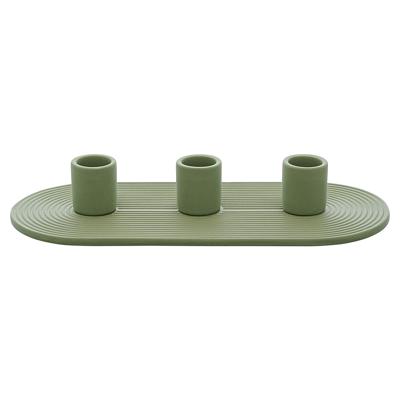 Подсвечник Tkano Подсвечник для 3 свечей из каменной керамики оливкового цвета из коллекции essential арт. TK23-DEC-CNH0005