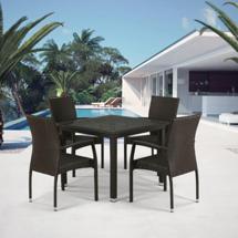 Подушка Афина Комплект плетеной мебели T257A/YC379A-W53 Brown (4+1) + подушки на стульях арт. T257A/YC379A-W53 Brown 4Pcs