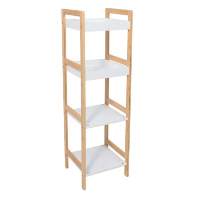 Полка AksHome Стойка для хранения MAGNOLIA - 4, бамбук+белый арт. ZN-274011
