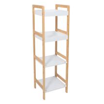 Полка AksHome Стойка для хранения MAGNOLIA - 4, бамбук+белый арт. ZN-274011