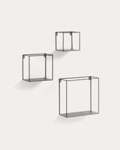 Полка La Forma (ех Julia Grup) Набор из 3 настенных полок Neth металлический черный арт. 054474