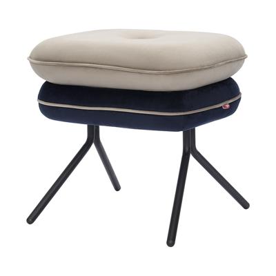 Пуф Bergenson Bjorn Пуф pea, велюр, бежевый/темно-синий арт. BB0000153