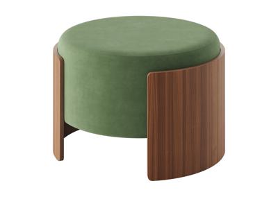 Пуф Ellipsefurniture Пуф Lagom D 62 см (зелено-голубой FiberGuard, орех) арт. LG01161413607