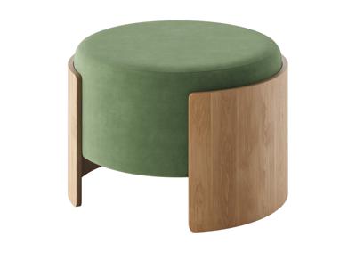 Пуф Ellipsefurniture Пуф Lagom D 62 см (зелено-голубой FiberGuard, натуральный дуб) арт. LG01161513607