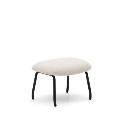 Пуф La Forma (ех Julia Grup) Belina Пуф для ног из белой ткани букле и стали с черной отделкой арт. 178040