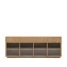 Сервант La Forma (ех Julia Grup) Сервант Helvine с 4 дверцами и 4 ящиками шпон дуба и закаленное стекло, 200 x 75 арт. 209201