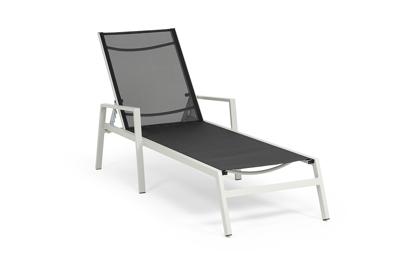 Шезлонг 4SIS "Парма" шезлонг, каркас алюминий светло-серый (RAL7035) муар, ткань текстилен темно-серая арт. PAR-SH-001 RAL7035 Mua(VT111154)