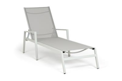 Шезлонг 4SIS "Парма" шезлонг из алюминия темно-серый (RAL7024) муар, ткань текстилен серая арт. PAR-SH-001 RAL7035 Mua(VT116)