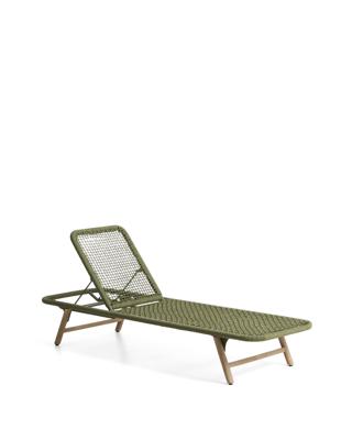 Шезлонг La Forma (ех Julia Grup) Шезлонг Dandara из зеленой стали и веревки на ножках из массива акации арт. 482373