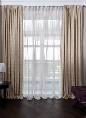 Штора Garda Decor 121GD-00021 Портьера HOUSTON бежевый 275*260см арт. 121GD-00021